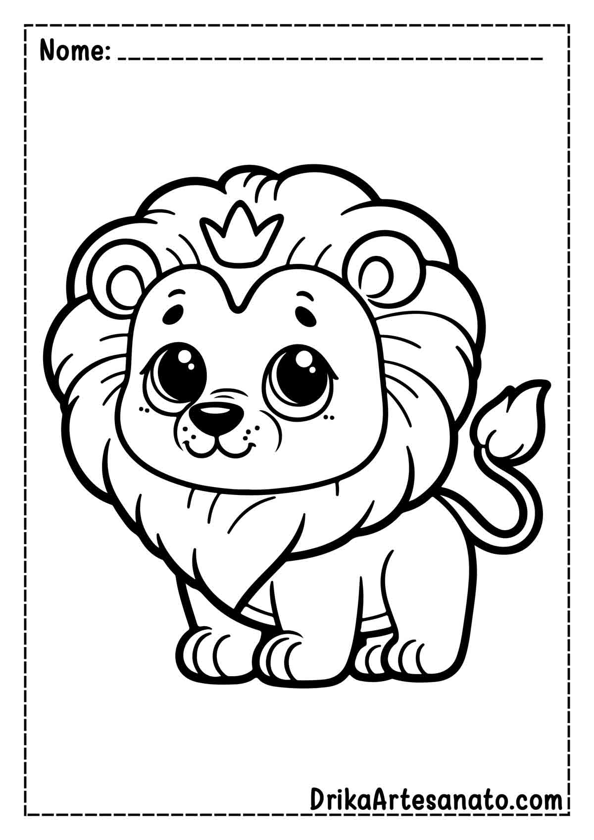 Desenho de Leão Com Coroa para Colorir