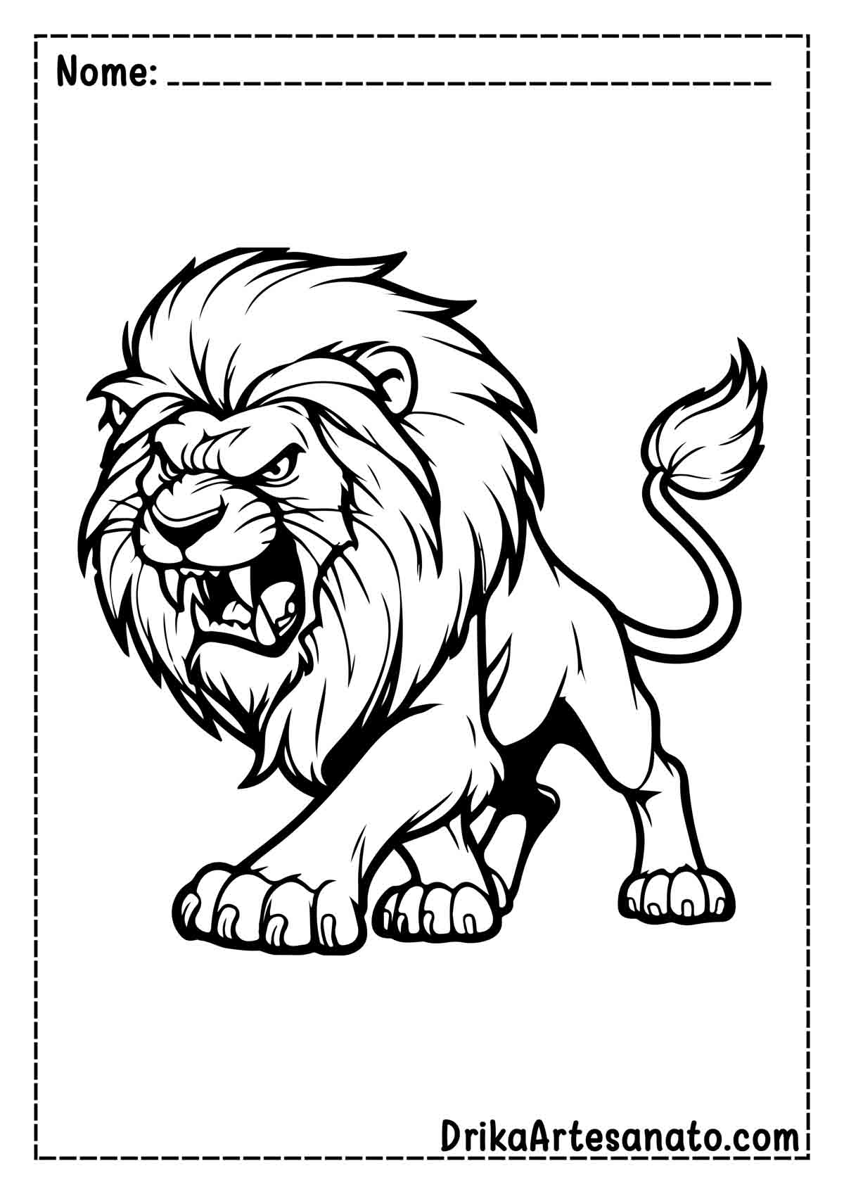 Desenho de Leão Rugindo para Colorir