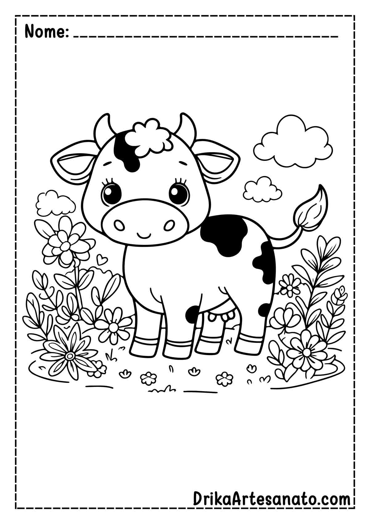 Desenho de Vaca Fofa para Imprimir