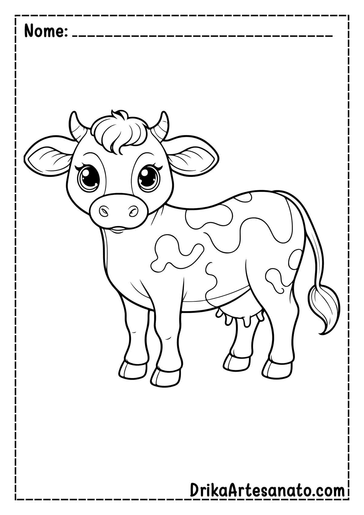 Desenho de Vaca Malhada para Imprimir