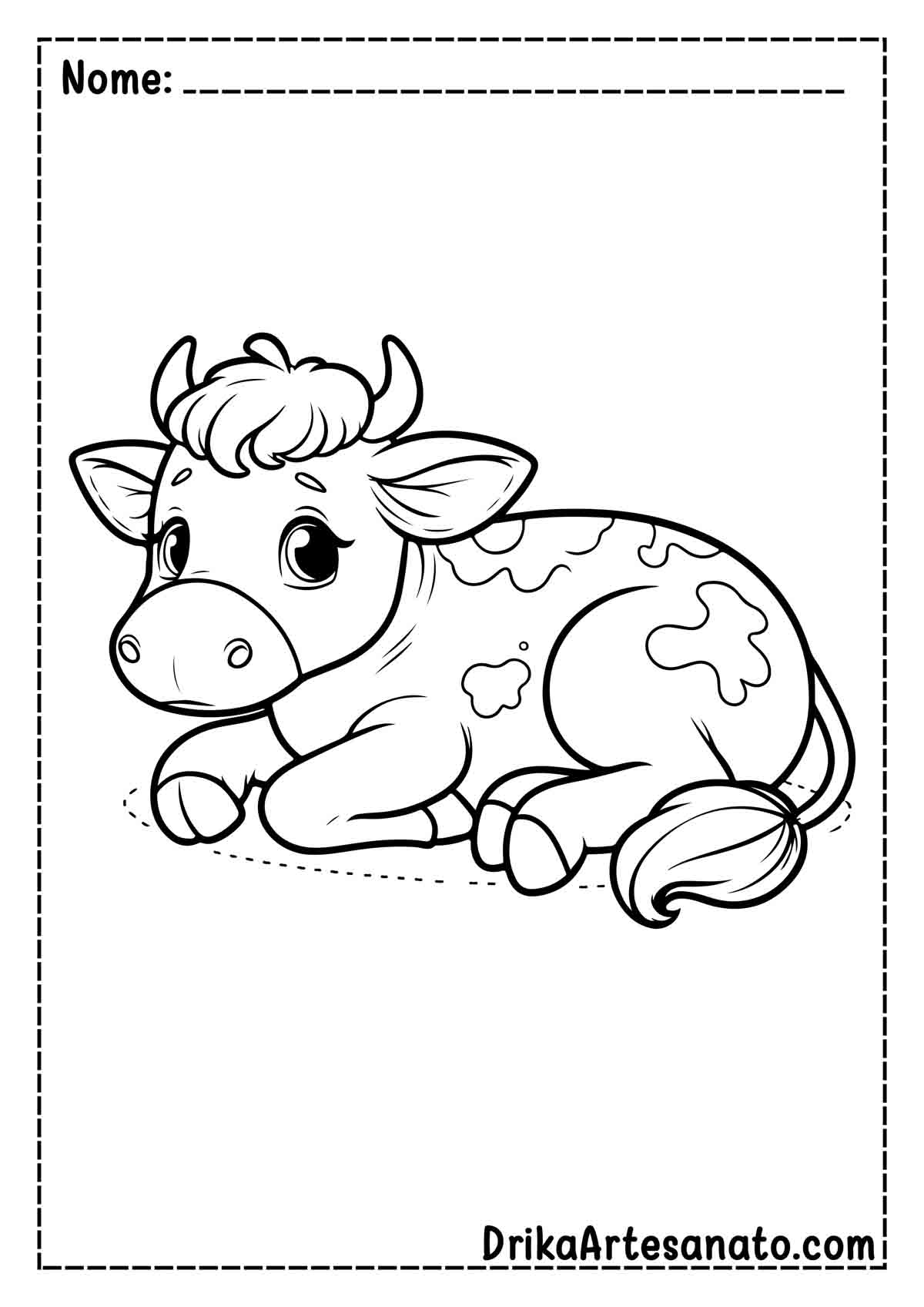 Desenho de Vaca Deitada para Colorir