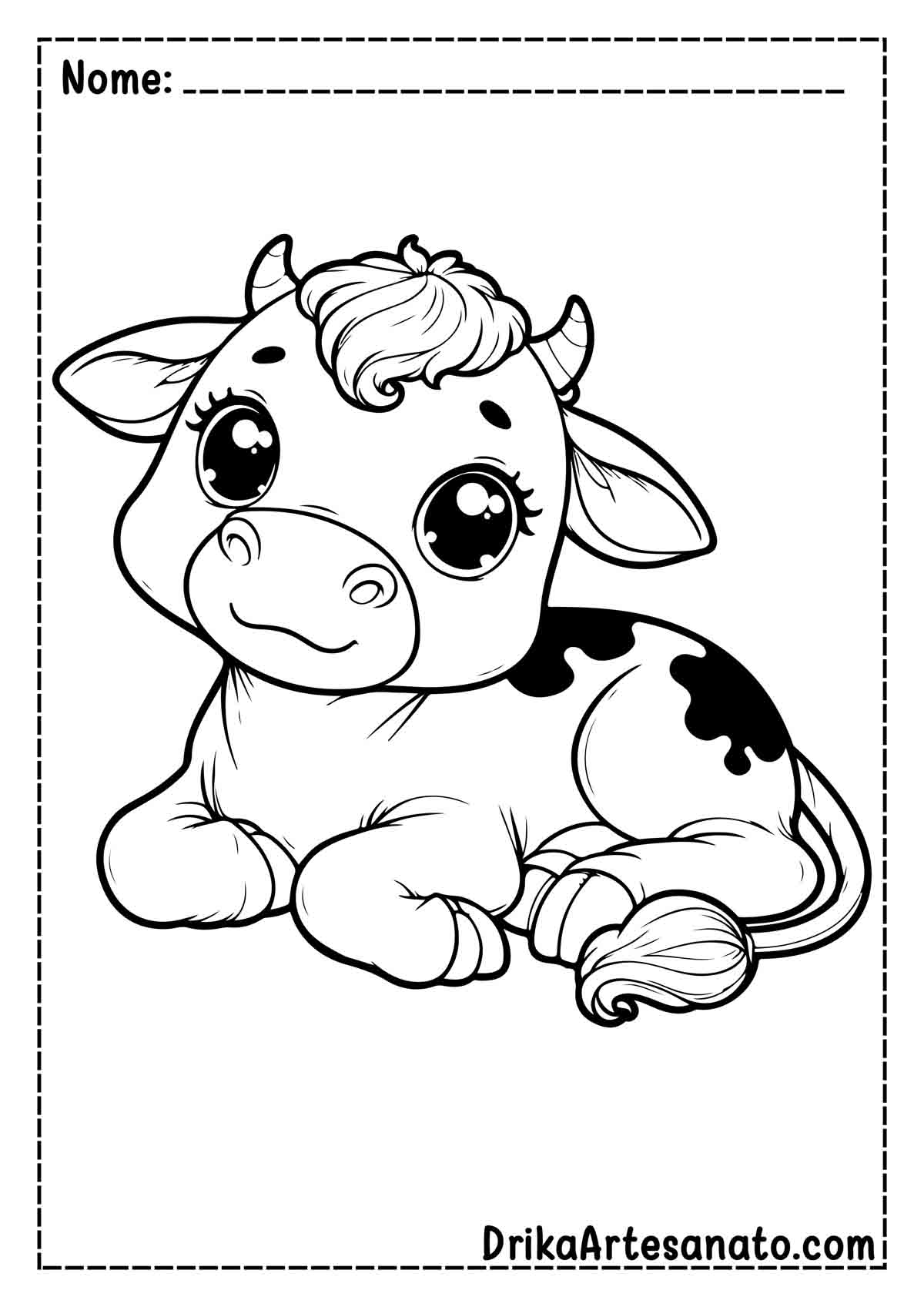 Desenho de Vaca Deitada para Imprimir