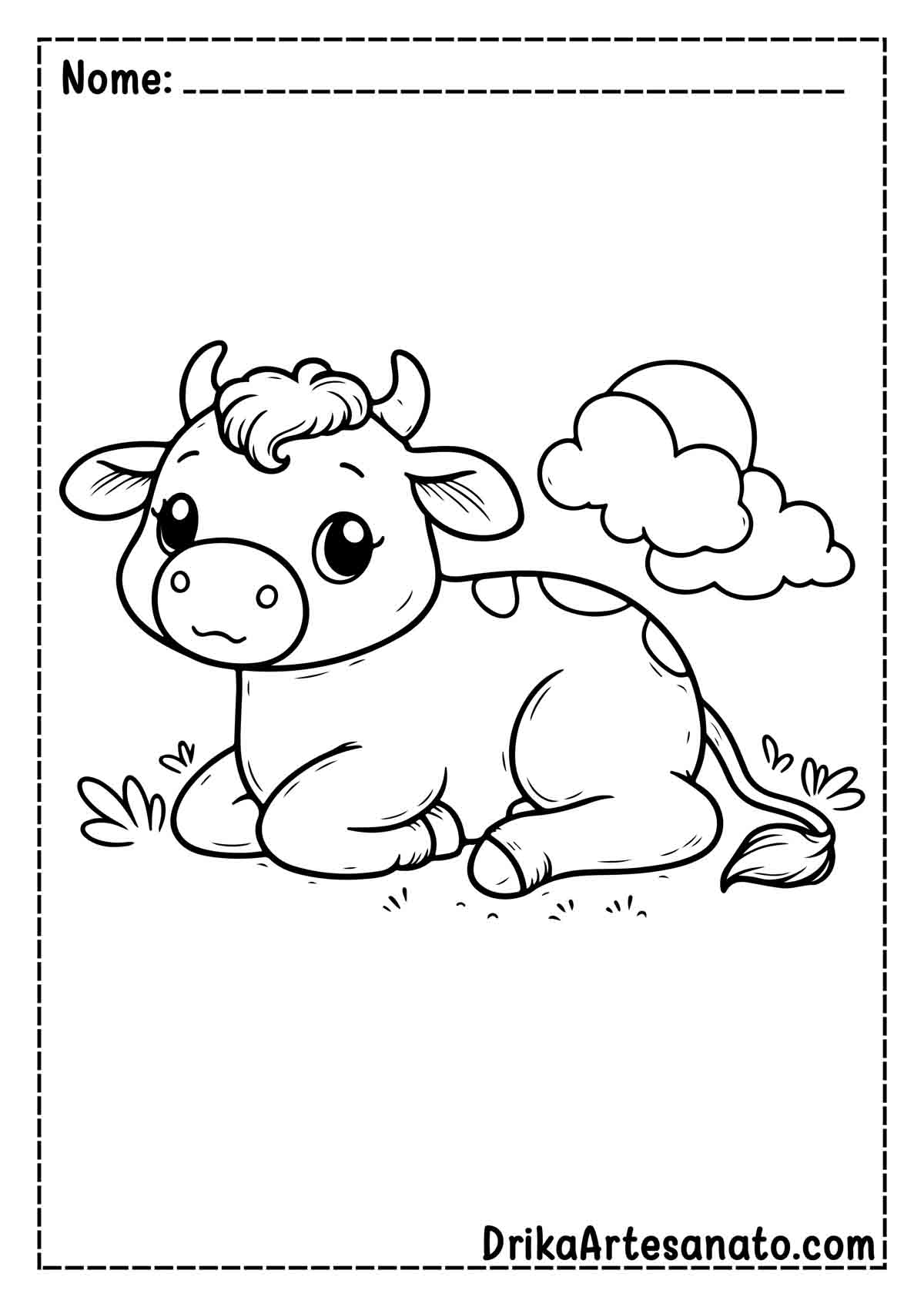 Desenho de Vaca Deitada para Pintar