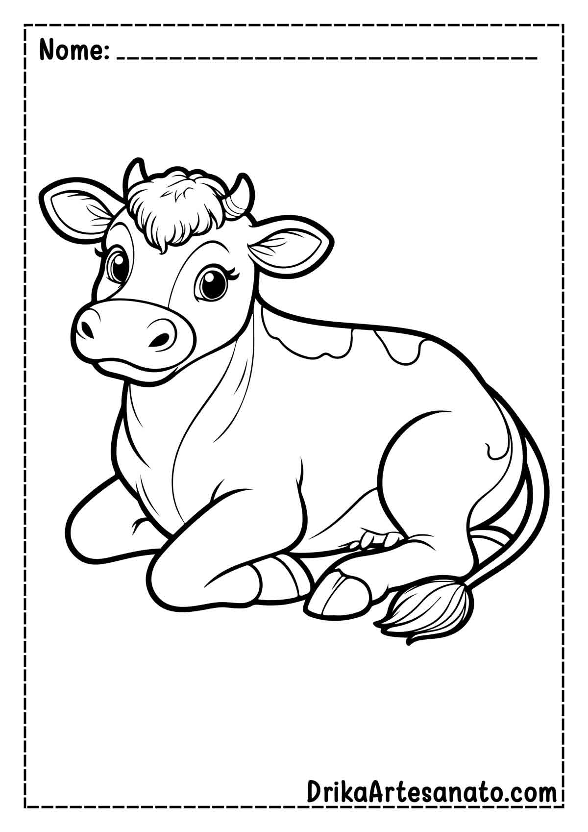 Desenho de Vaca Deitada para Colorir e Imprimir