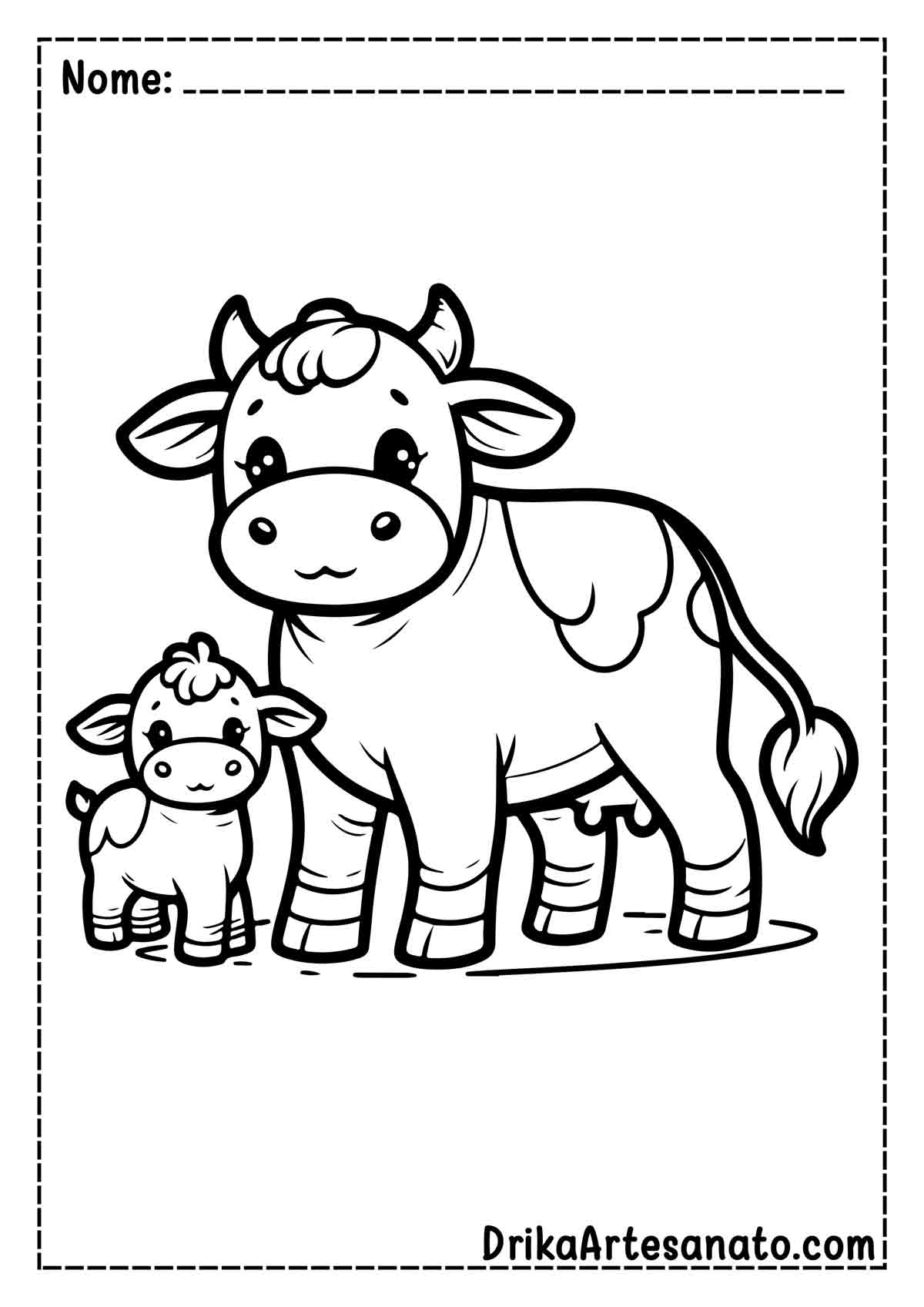 Desenho de Vaca com Bezerro para Colorir