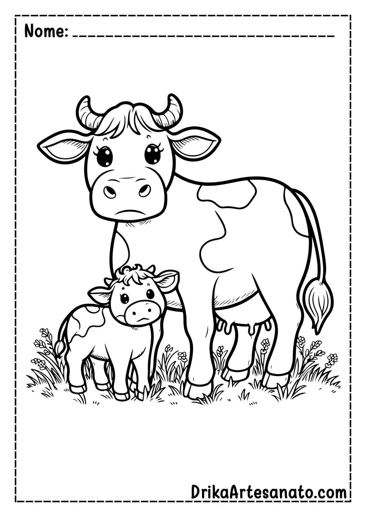 Desenho de Vaca com Bezerro para Imprimir