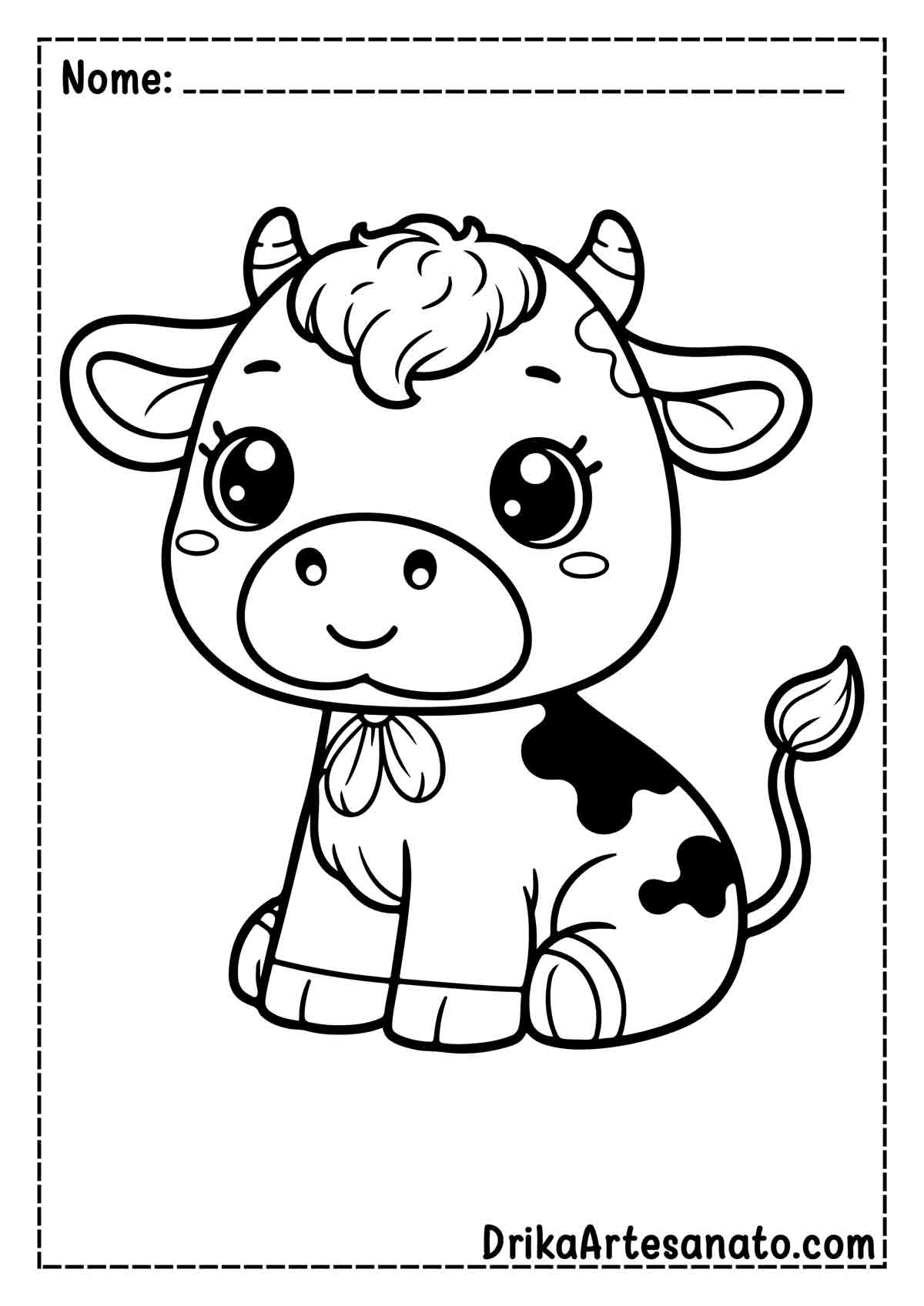 Desenho de Vaca Fofa para Pintar