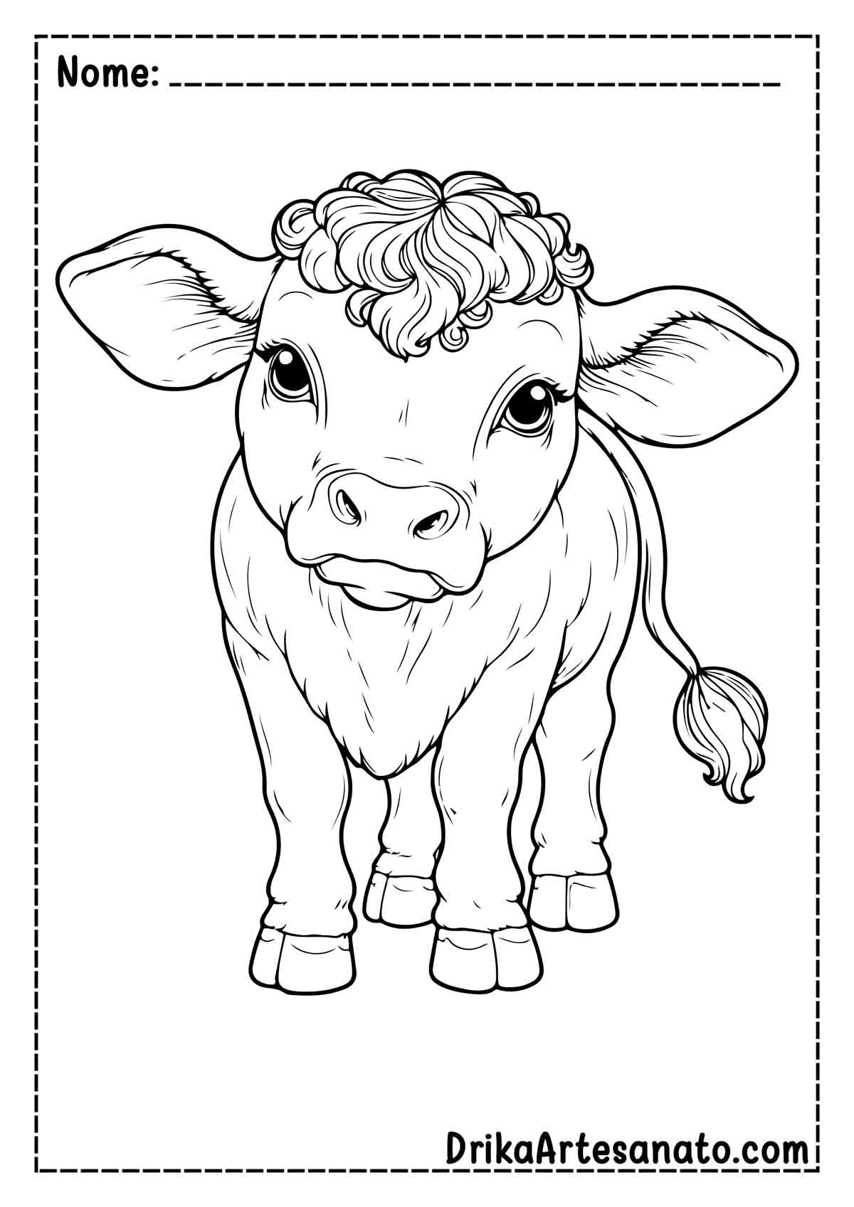 Desenho de Vaca Realista para Colorir e Imprimir