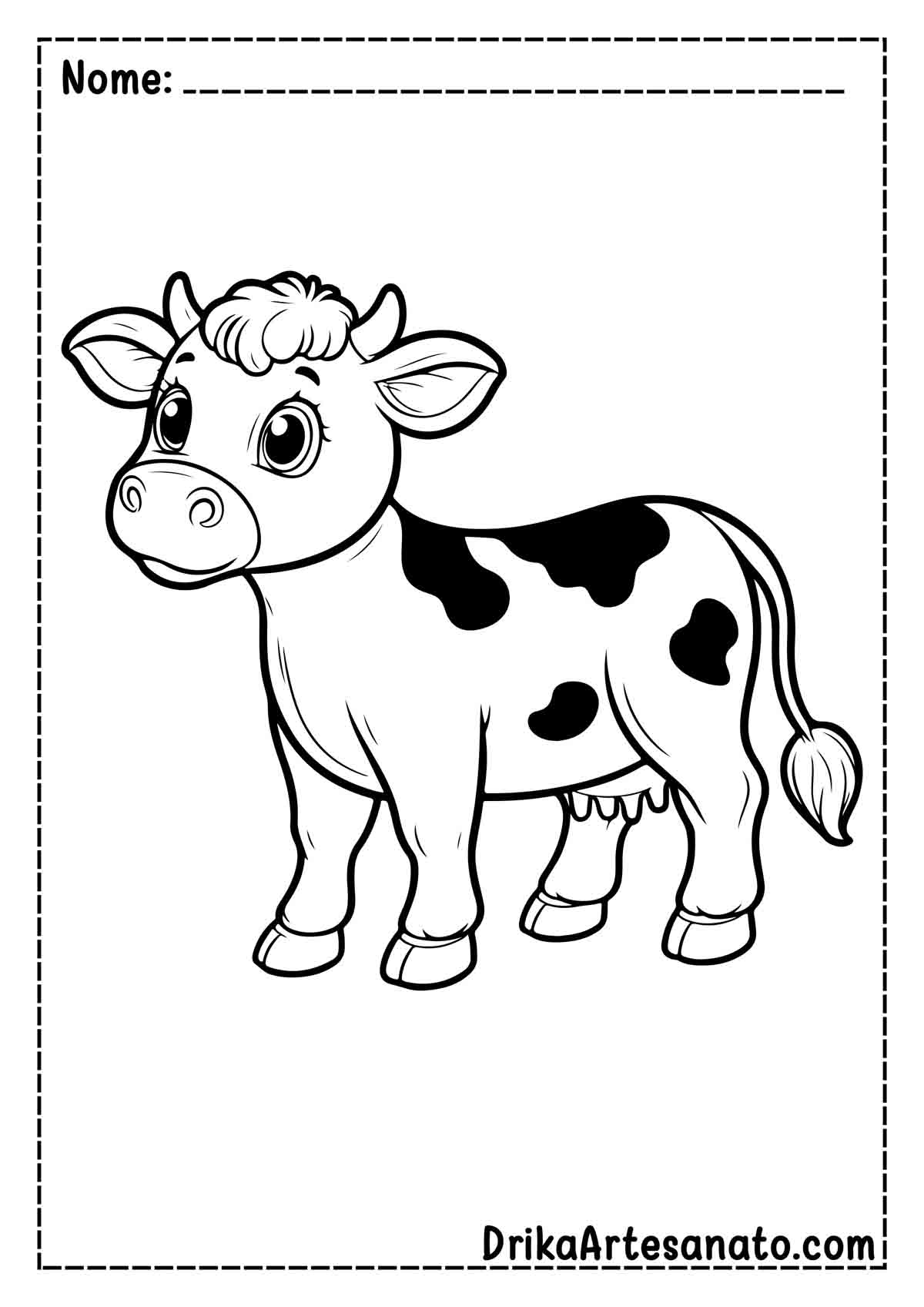 Desenho de Vaca para Imprimir e Colorir