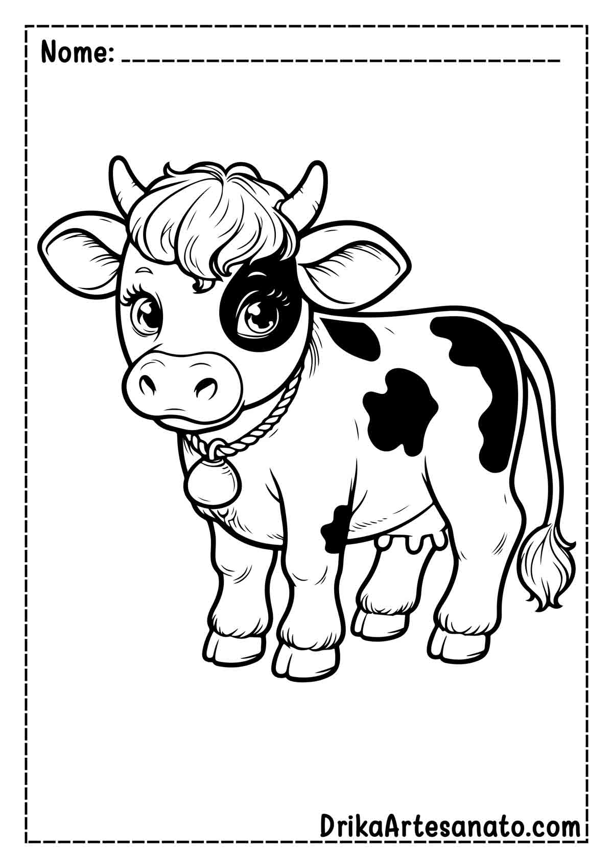 Desenho de Vaca para Pintar e Imprimir