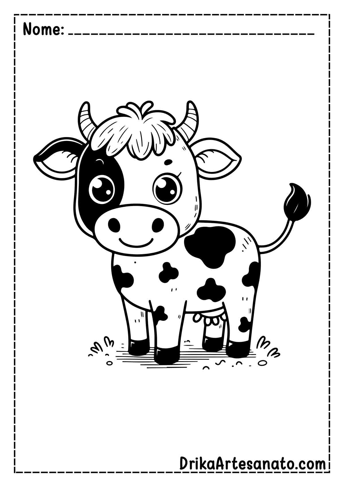 Desenho de Vaca Preto e Branco para Colorir