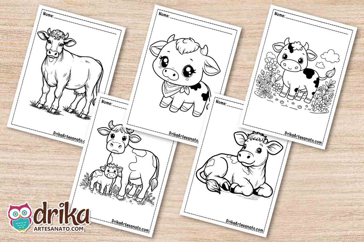 50 Desenhos de Vaca para Colorir Grátis em PDF