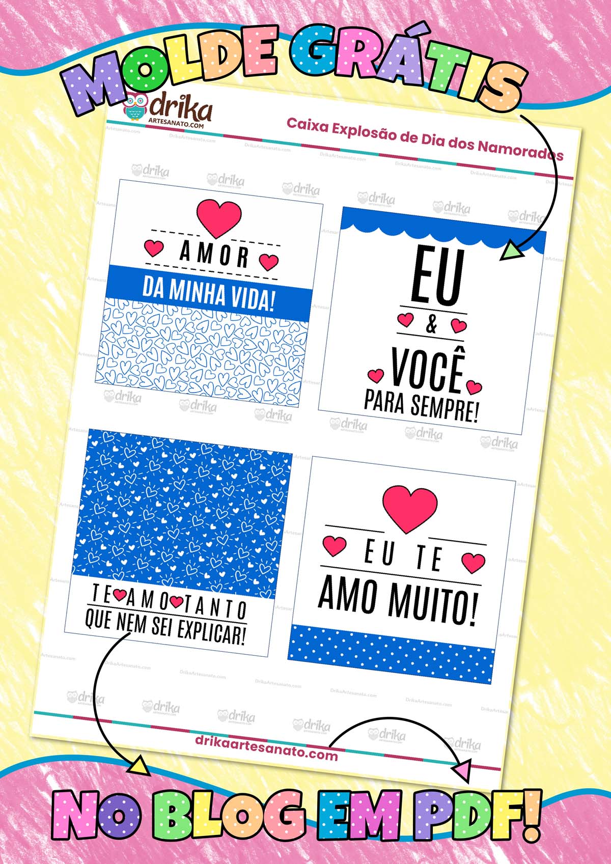 Caixa Surpresa para Namorado para Imprimir Grátis Modelo 2 em PDF