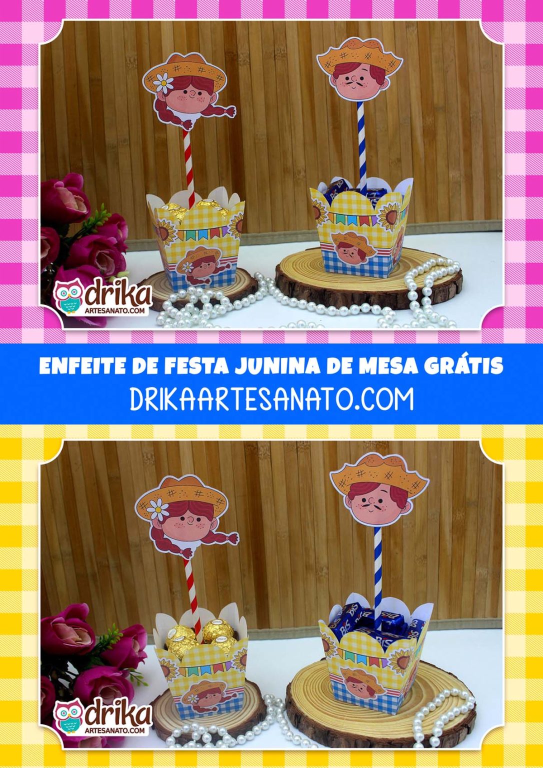 Enfeite de Festa Junina de Mesa para Imprimir Grátis em PDF