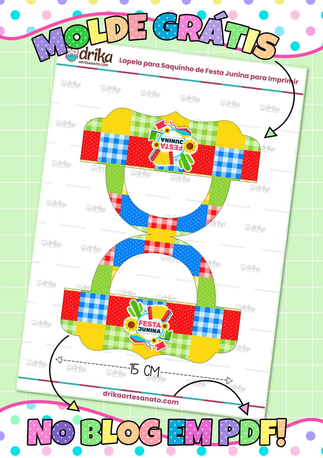 Lapela para Saquinho de Festa Junina para Imprimir Grátis