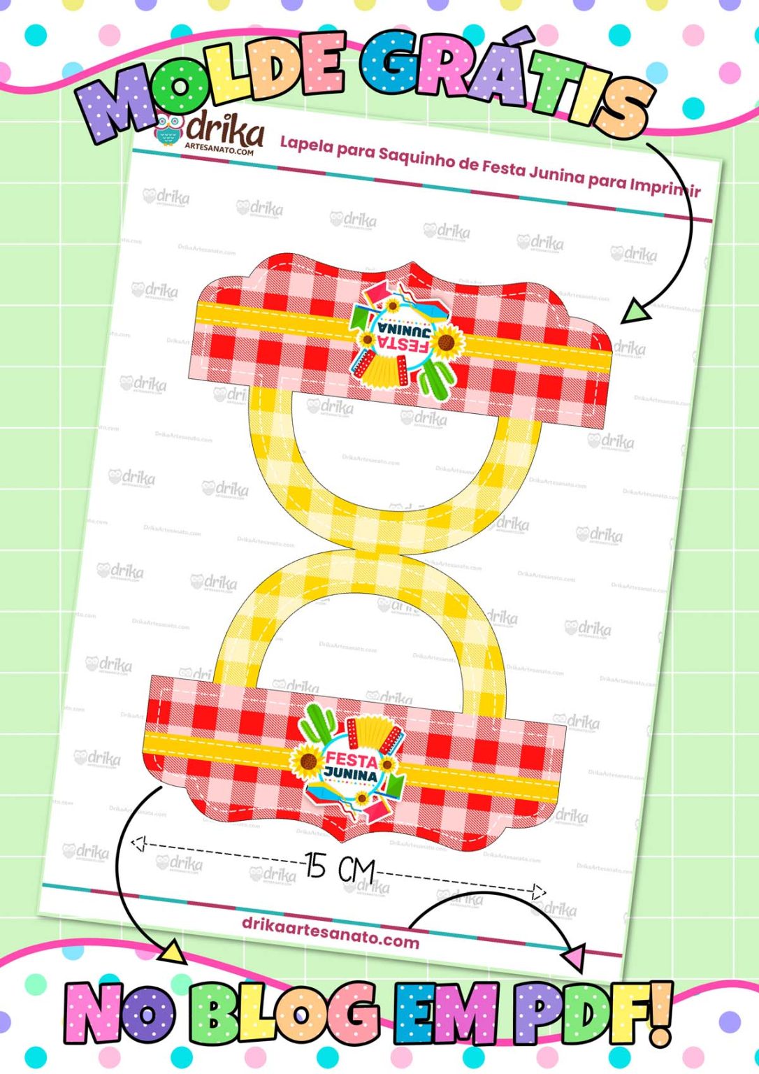 Lapela para Saquinho de Festa Junina para Imprimir Grátis