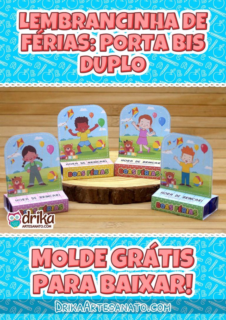 Lembrancinha de Férias Escolares: Porta Bis Duplo para Imprimir Grátis