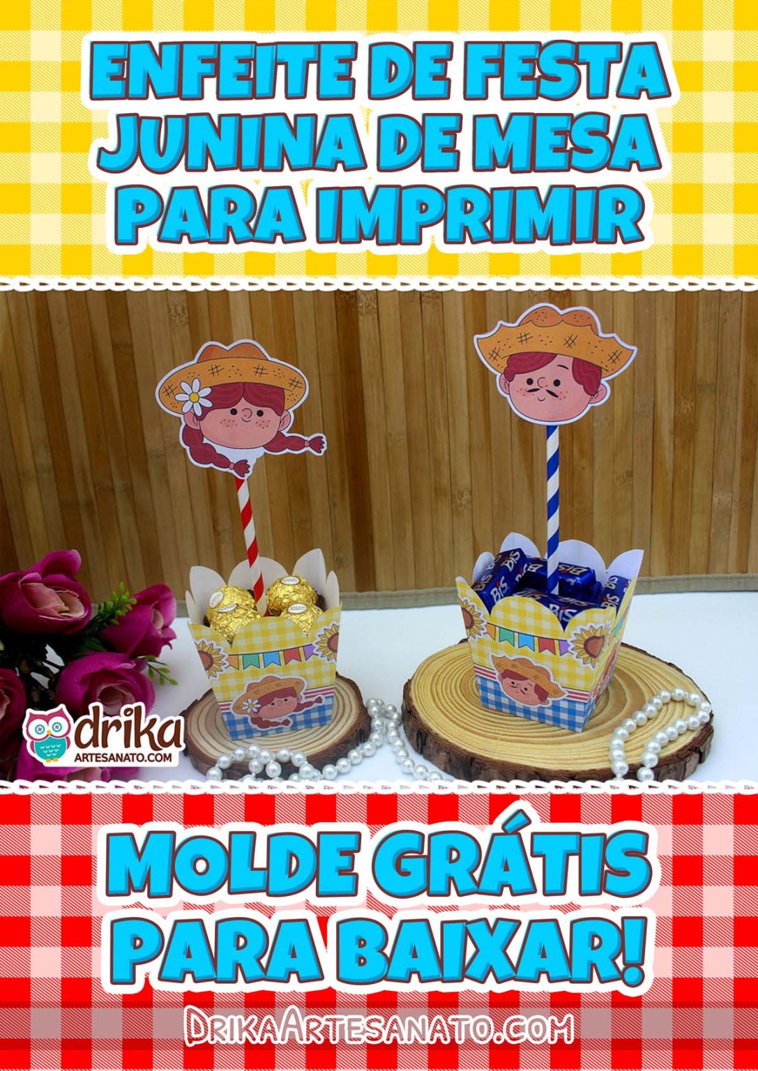 Enfeite de Festa Junina de Mesa para Imprimir Grátis em PDF