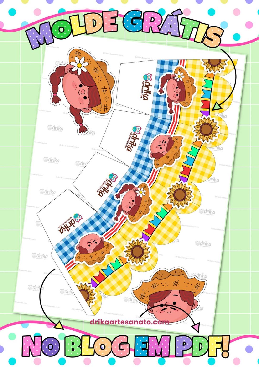 Enfeite de Festa Junina de Mesa para Imprimir Grátis em PDF