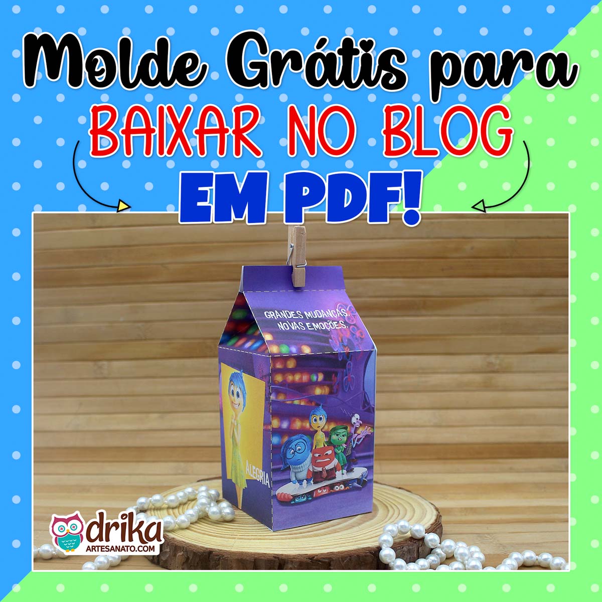 Molde Caixa Milk Divertida Mente para Imprimir Grátis em PDF