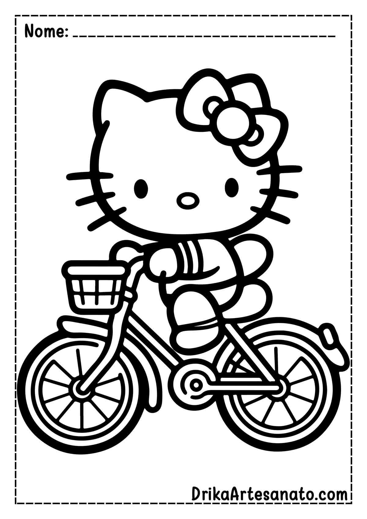 Desenho da Hello Kitty na Bicicleta para Imprimir