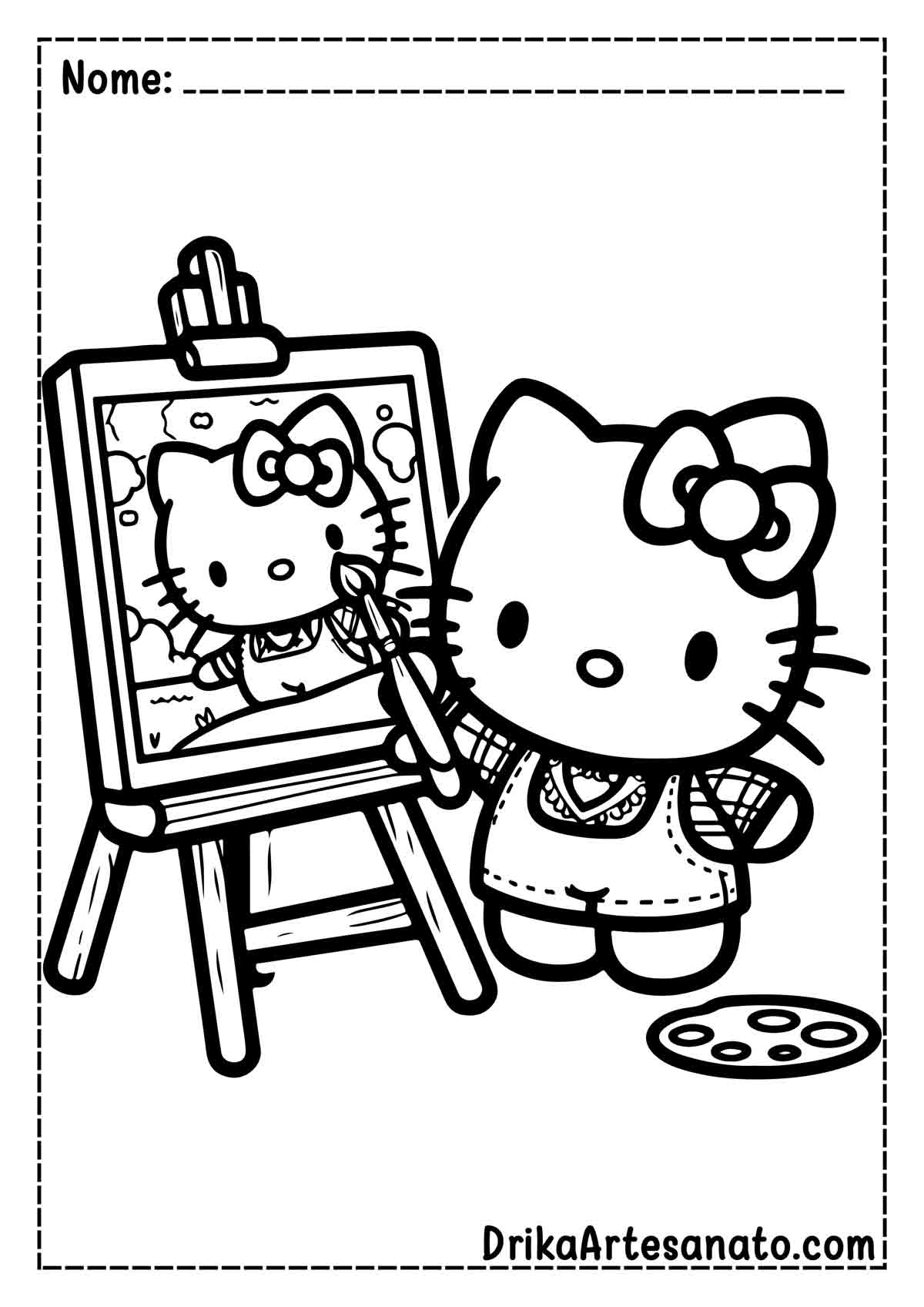 Desenho da Hello Kitty Pintando para Colorir