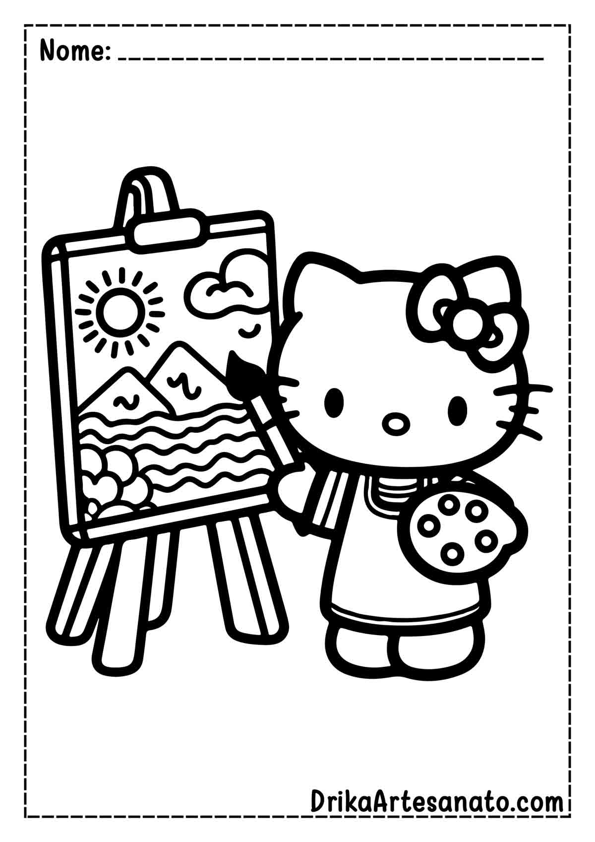 Desenho da Hello Kitty Pintando para Imprimir