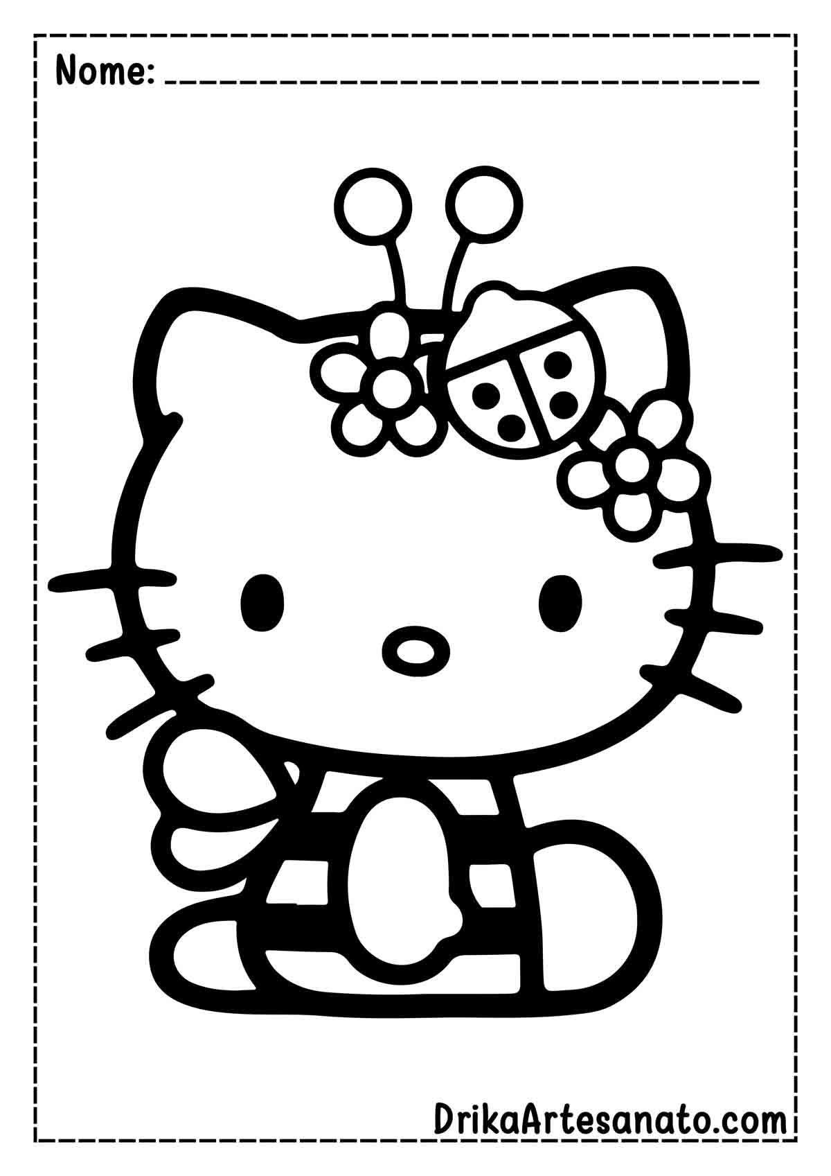 Desenho da Hello Kitty Fácil para Imprimir e Colorir