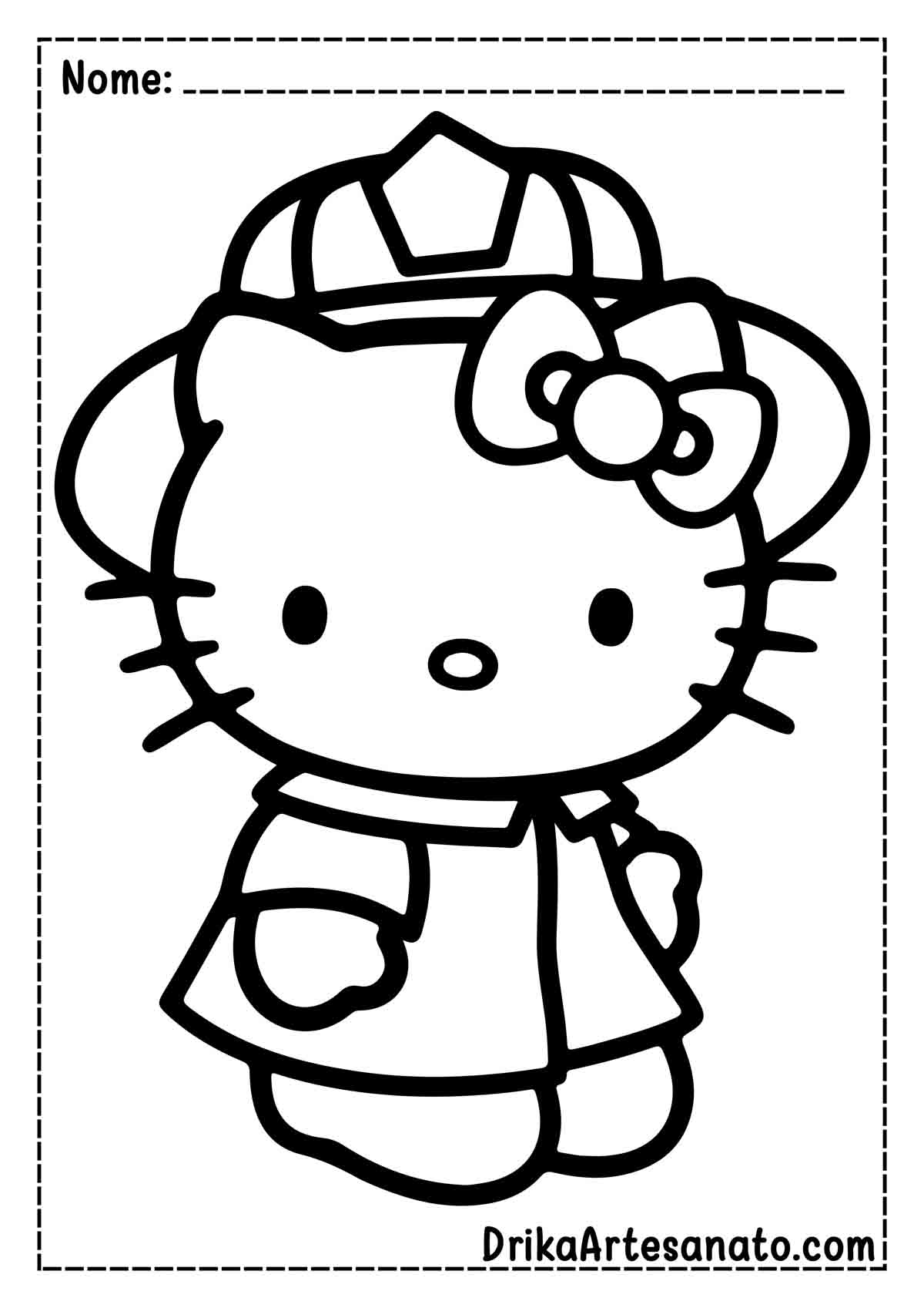 Desenho da Hello Kitty Fácil para Pintar e Imprimir