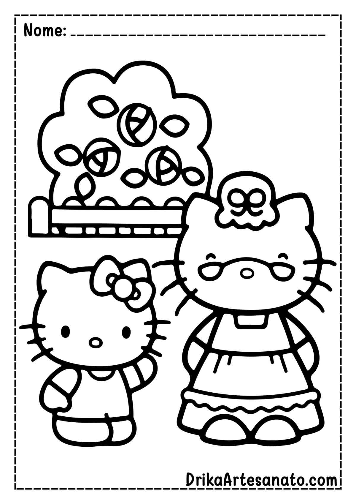 Desenho da Hello Kitty e Avó para Colorir