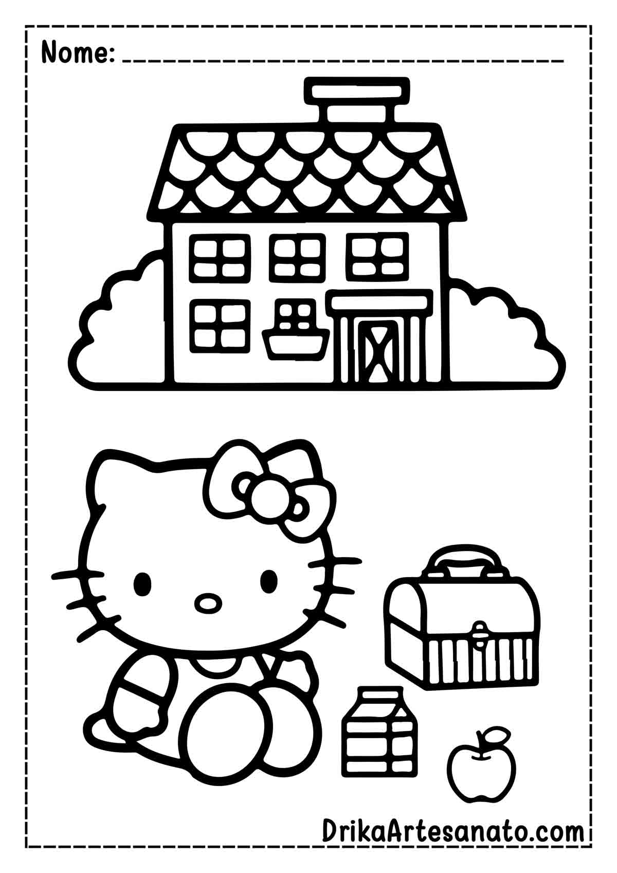 Desenho da Hello Kitty para Imprimir e Colorir