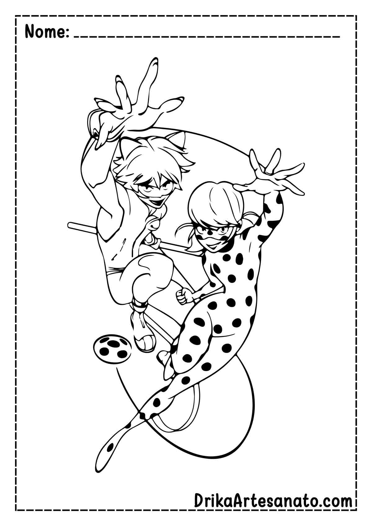 Desenho da Ladybug e Cat Noir para Colorir