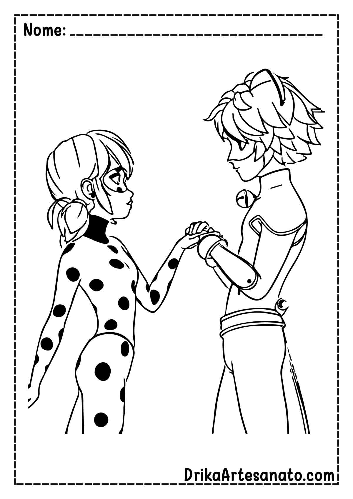 Desenho da Ladybug e Cat Noir para Pintar e Imprimir