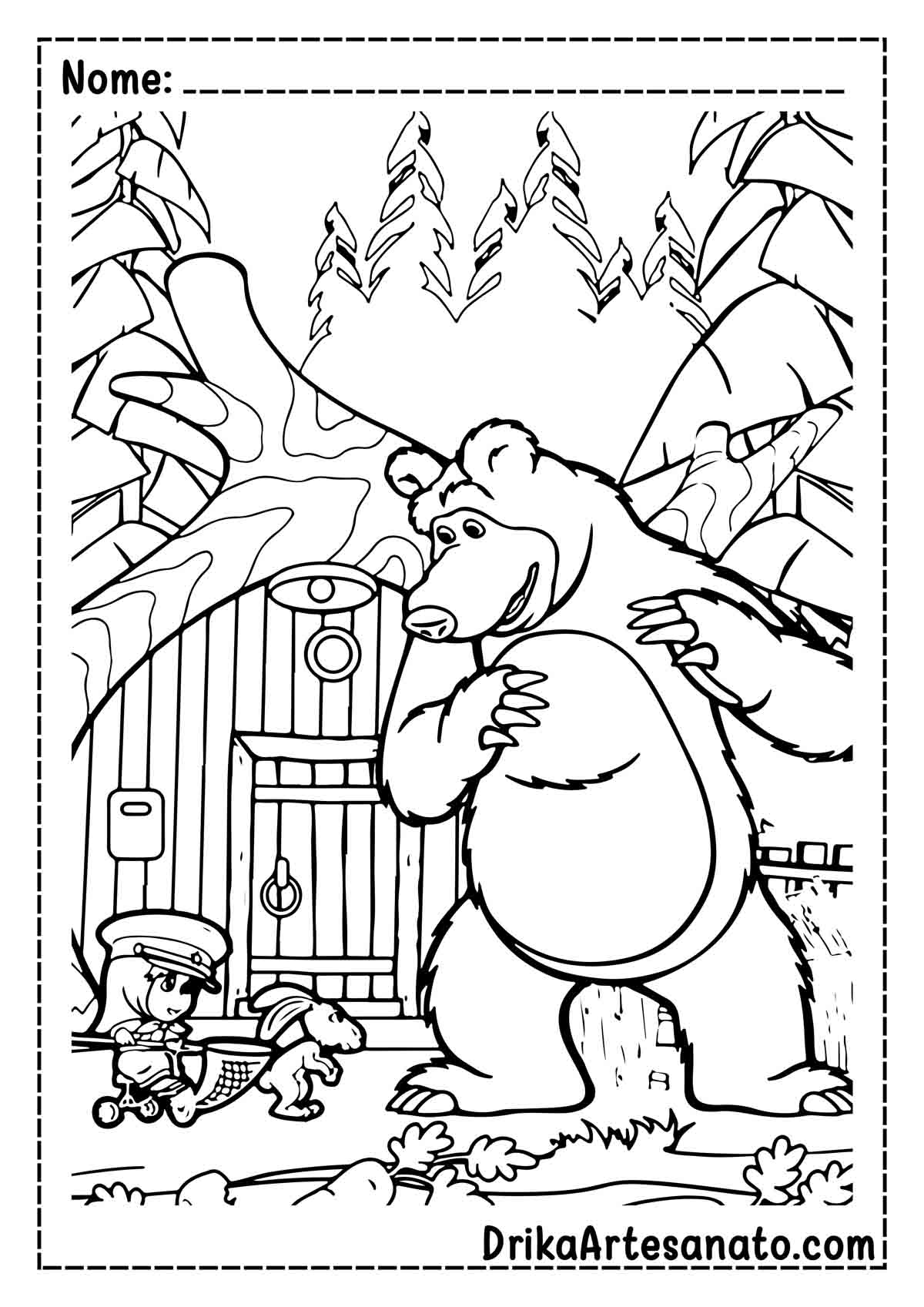 Desenho da Masha e o Urso para Colorir e Imprimir