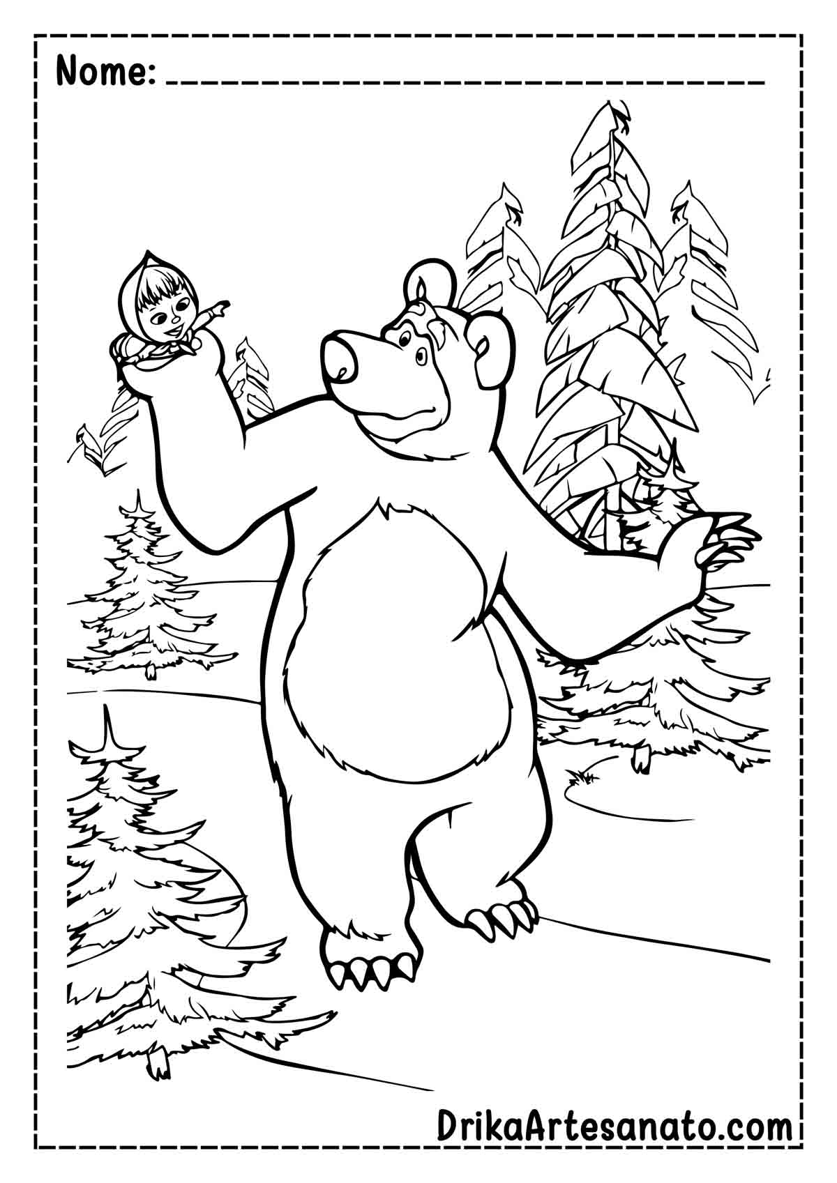 Desenho da Masha e o Urso para Pintar e Imprimir