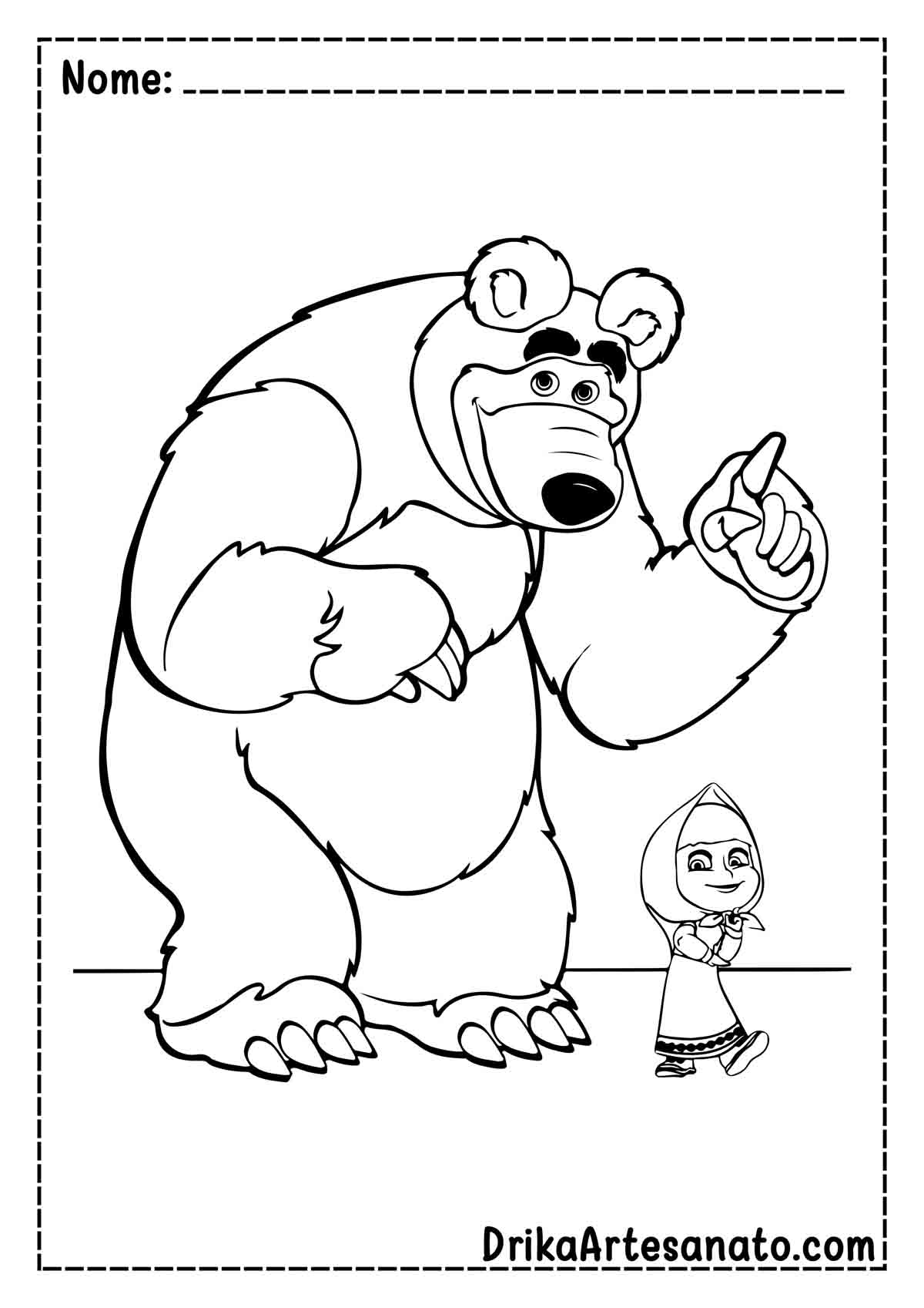 Desenho da Masha e o Urso para Imprimir e Colorir