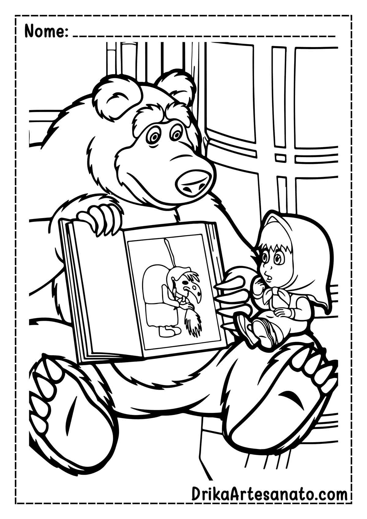 Desenho da Masha e o Urso Grande para Pintar e Imprimir