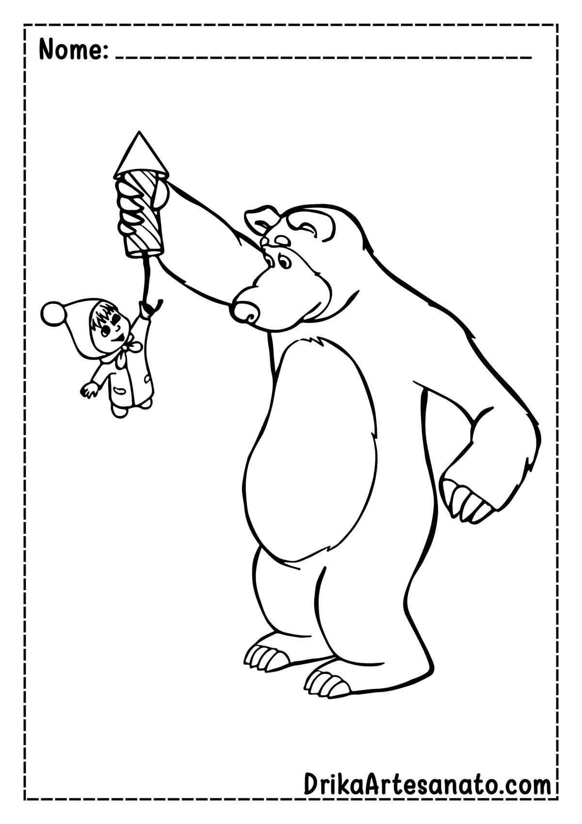 Desenho da Masha e o Urso Fácil para Imprimir e Colorir
