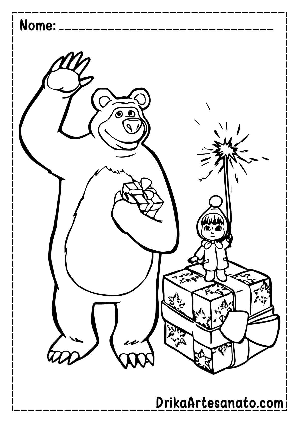 Desenho da Masha e o Urso para Pintar