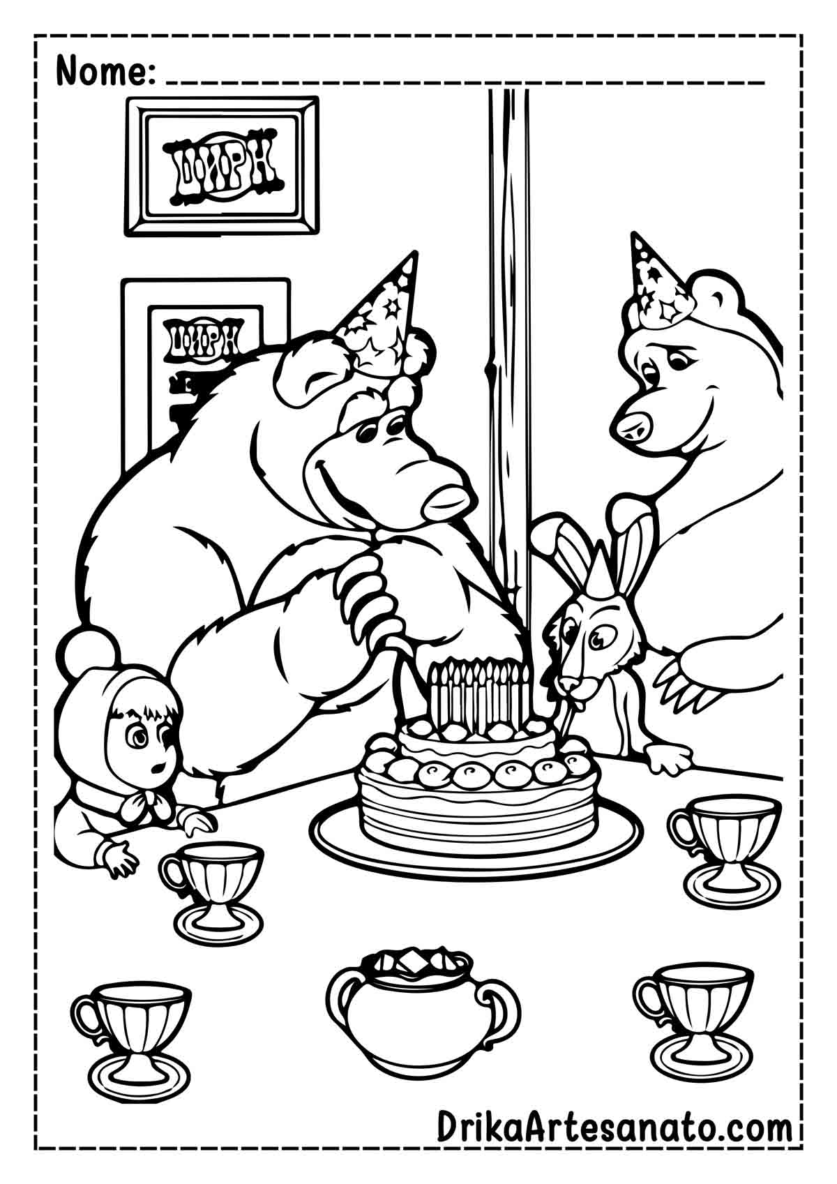 Desenho da Masha e o Urso para Colorir e Imprimir