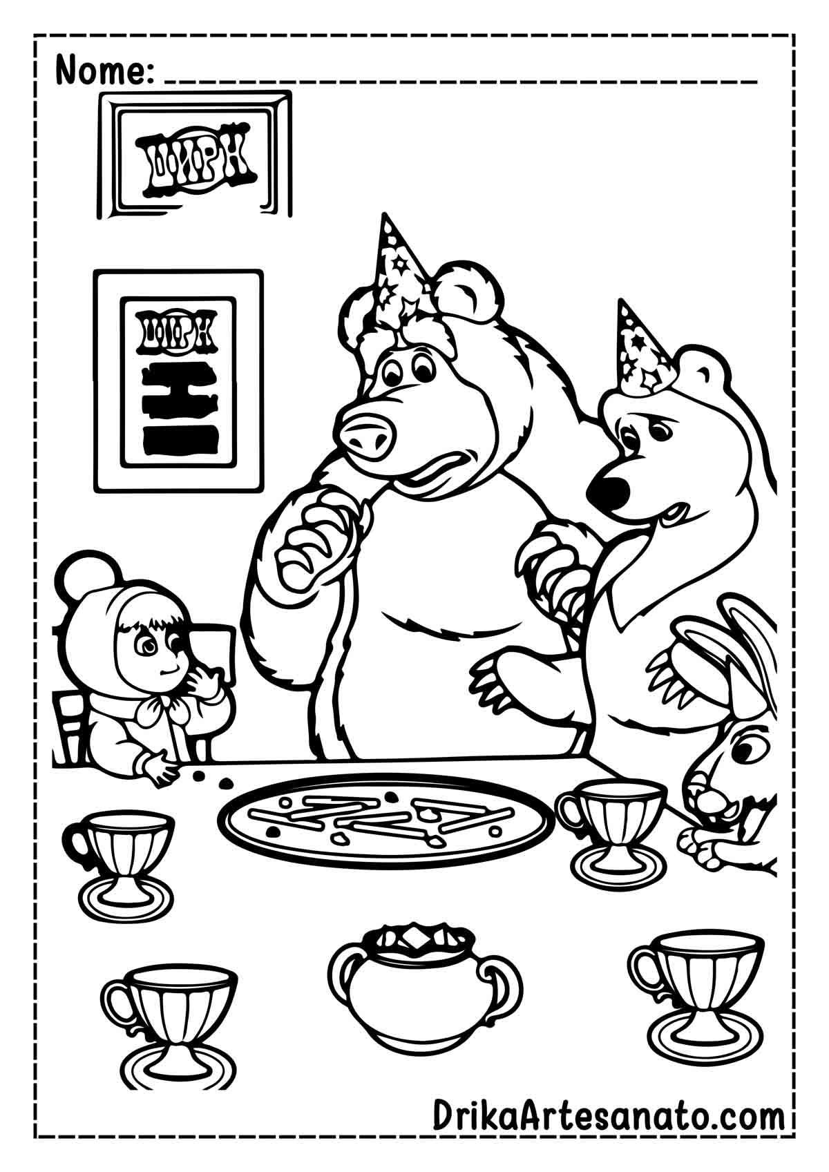 Desenho da Masha e o Urso Infantil para Imprimir