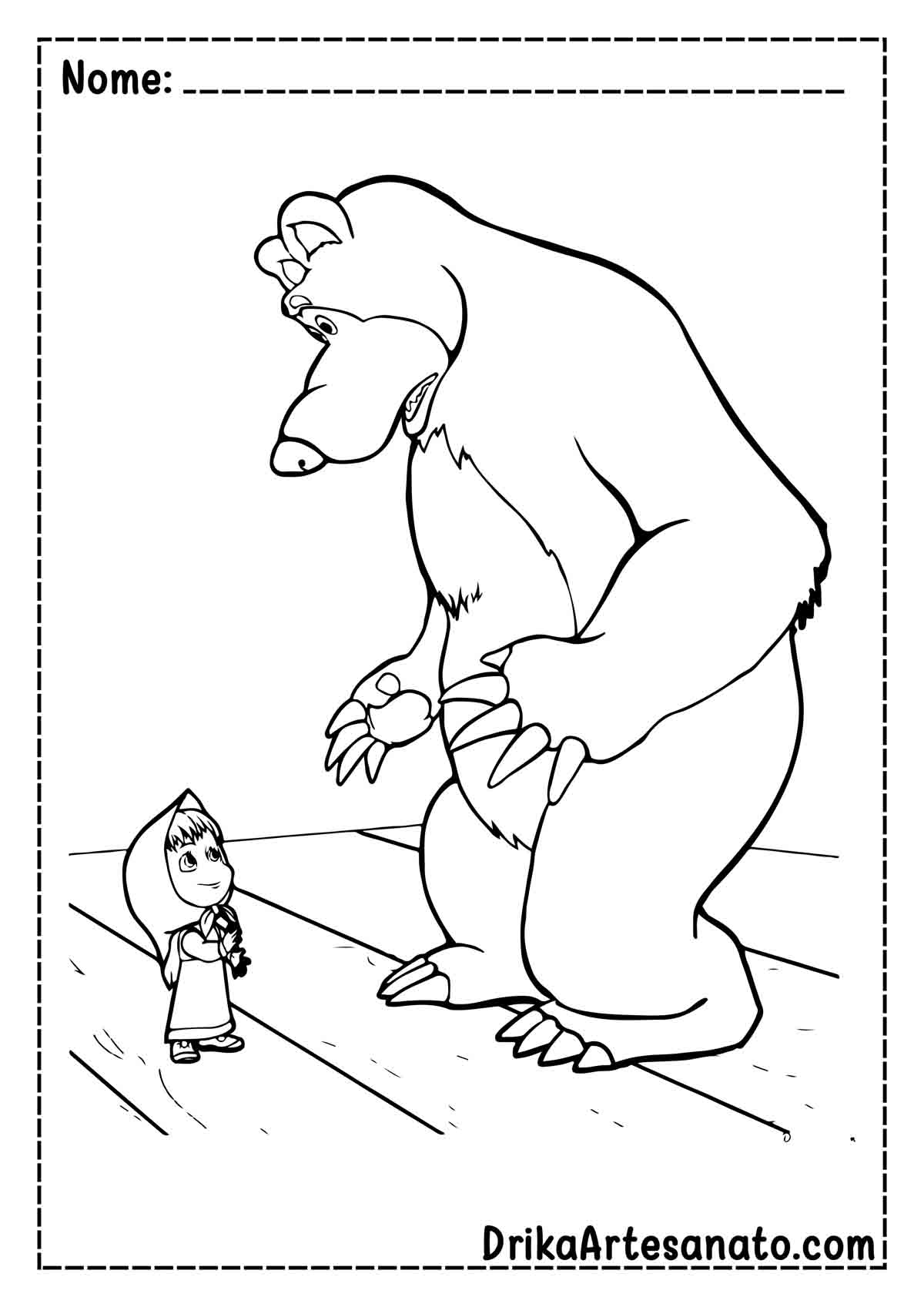 Desenho do Urso e da Masha para Imprimir