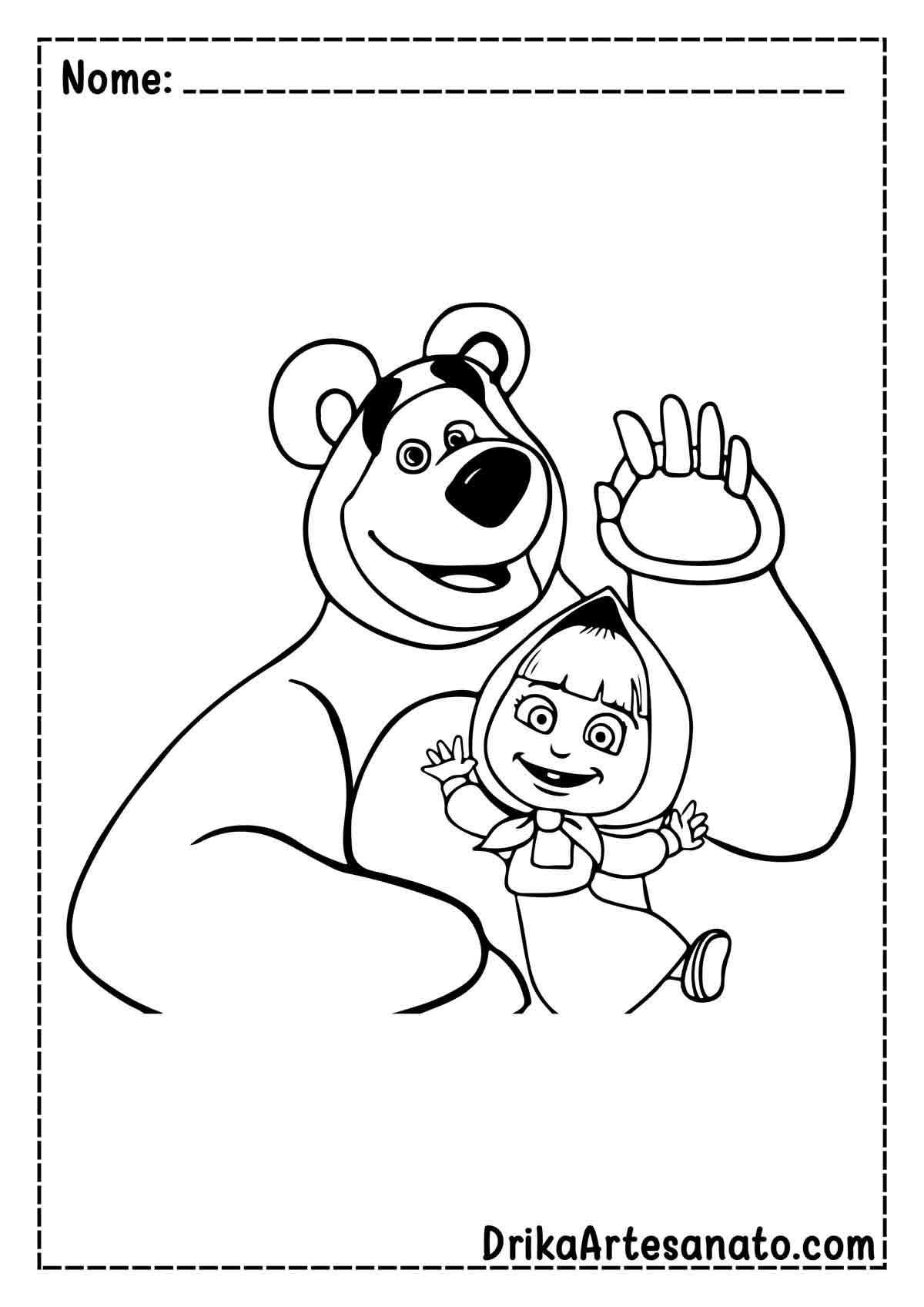 Desenho do Urso e da Masha para Imprimir