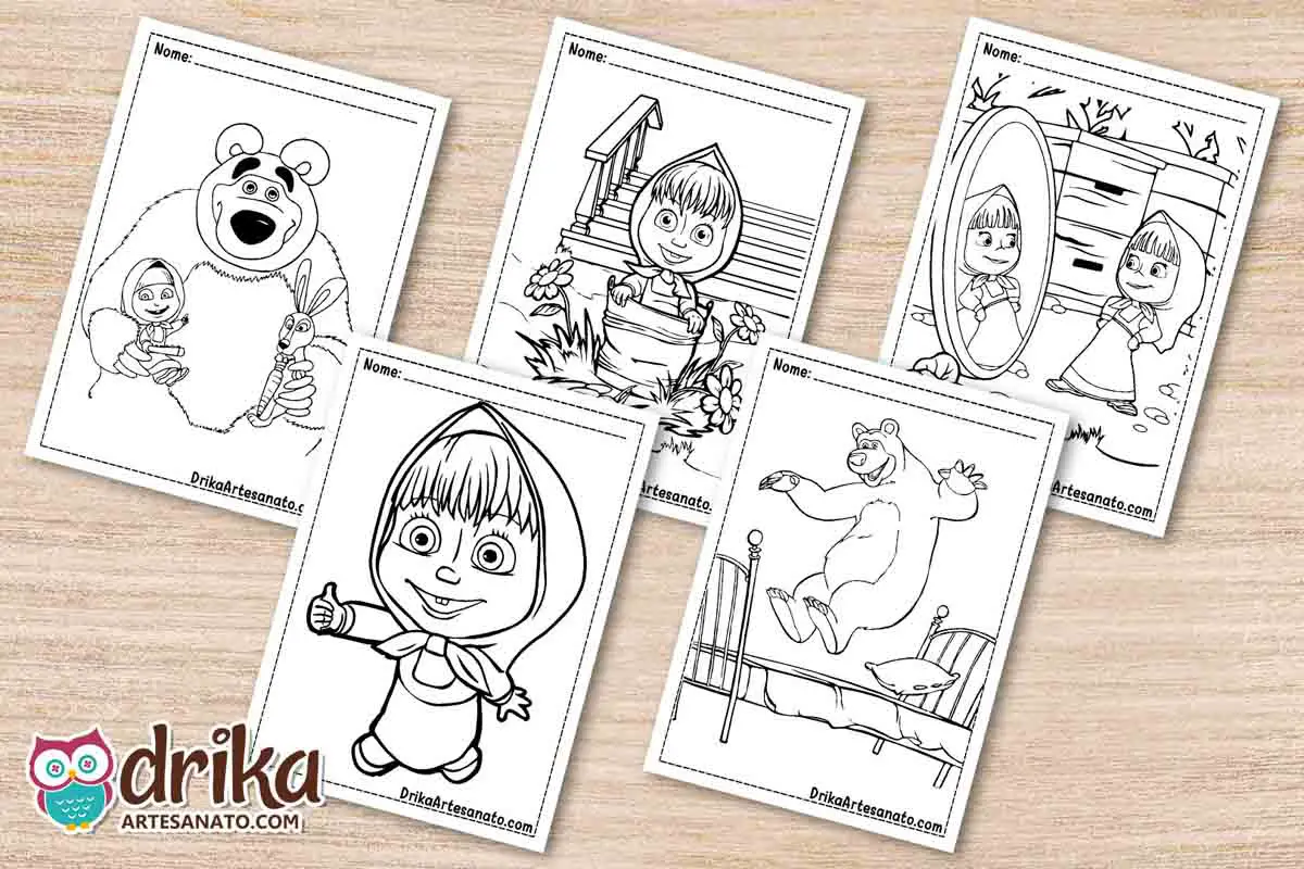 50 Desenhos da Masha e o Urso para Colorir Grátis em PDF