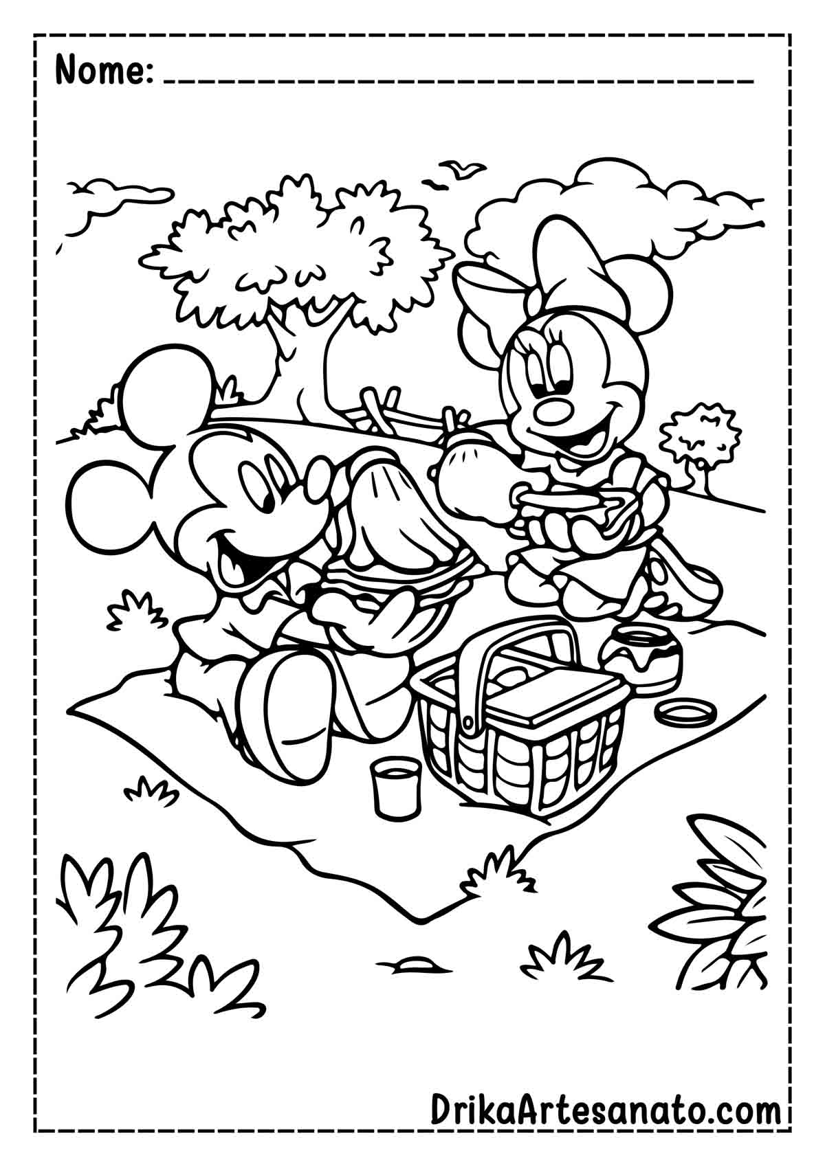 Desenho da Minnie e do Mickey para Colorir e Imprimir