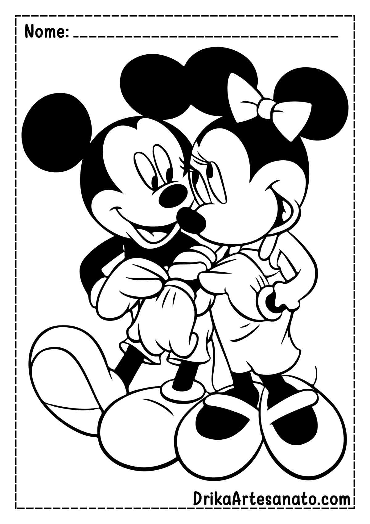 Desenho da Minnie e do Mickey para Pintar e Imprimir