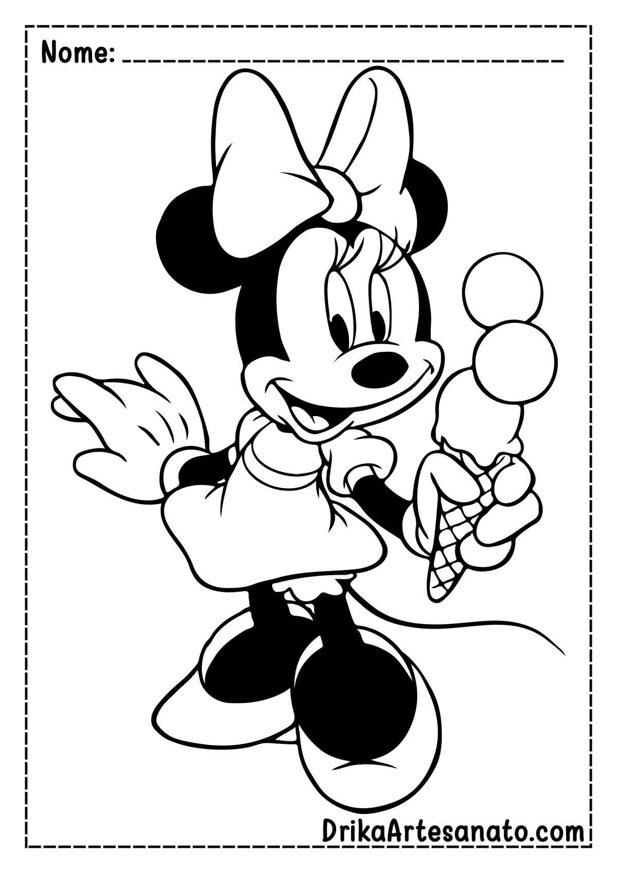 Desenho da Minnie para Imprimir e Colorir