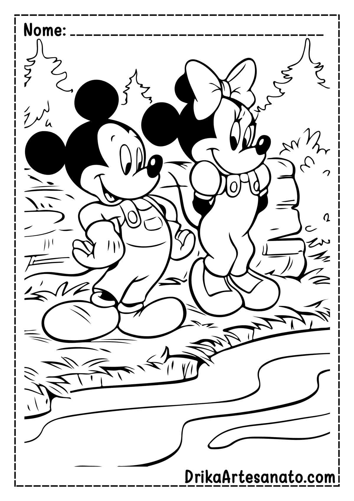 Desenho da Minnie e do Mickey para Imprimir e Colorir