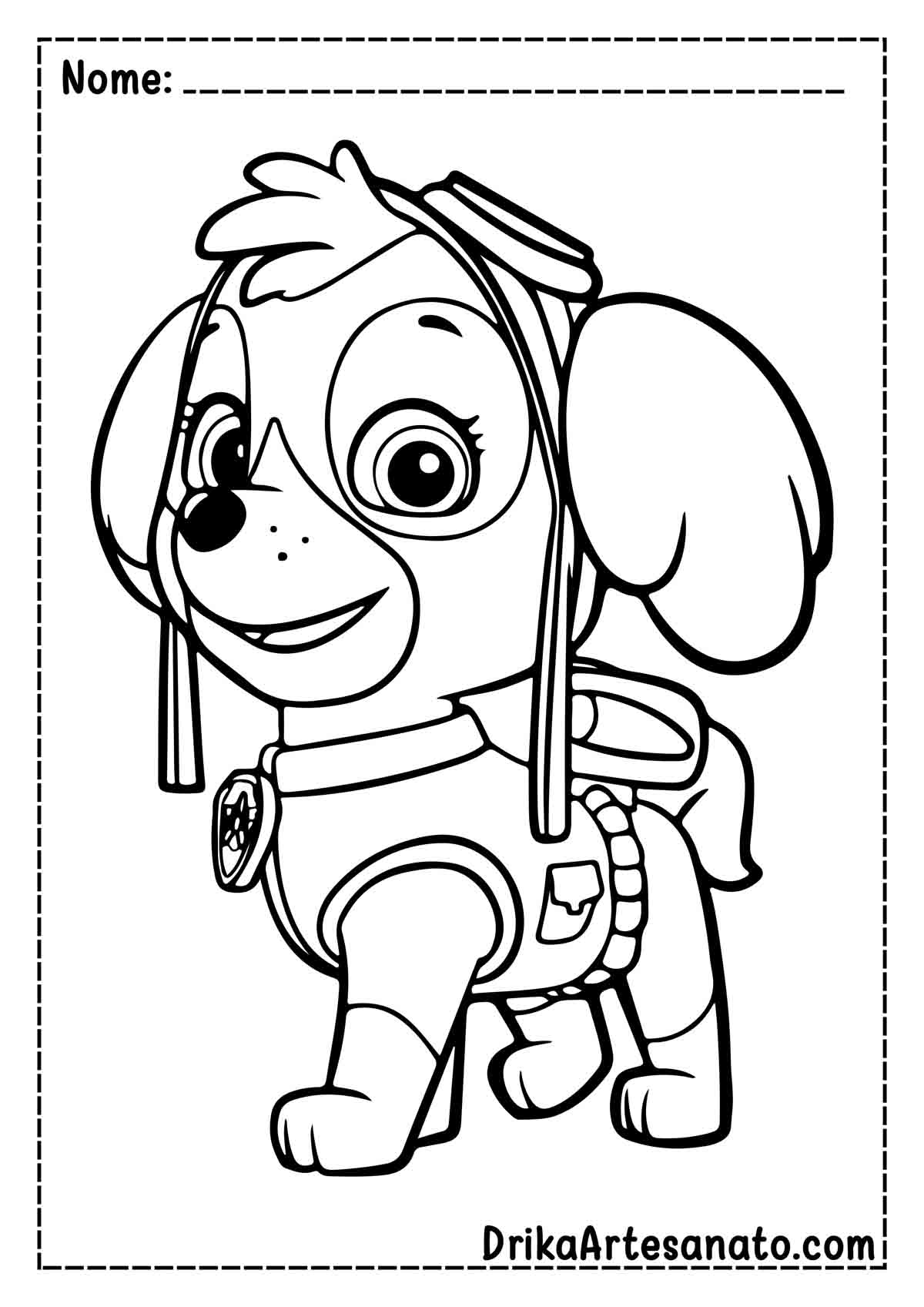 Desenho da Skye da Patrulha Canina para Colorir e Imprimir