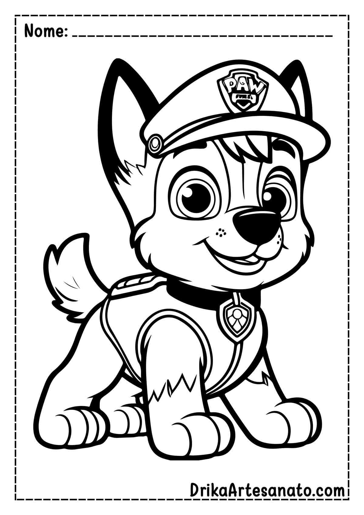 Desenho do Chase da Patrulha Canina para Colorir e Imprimir